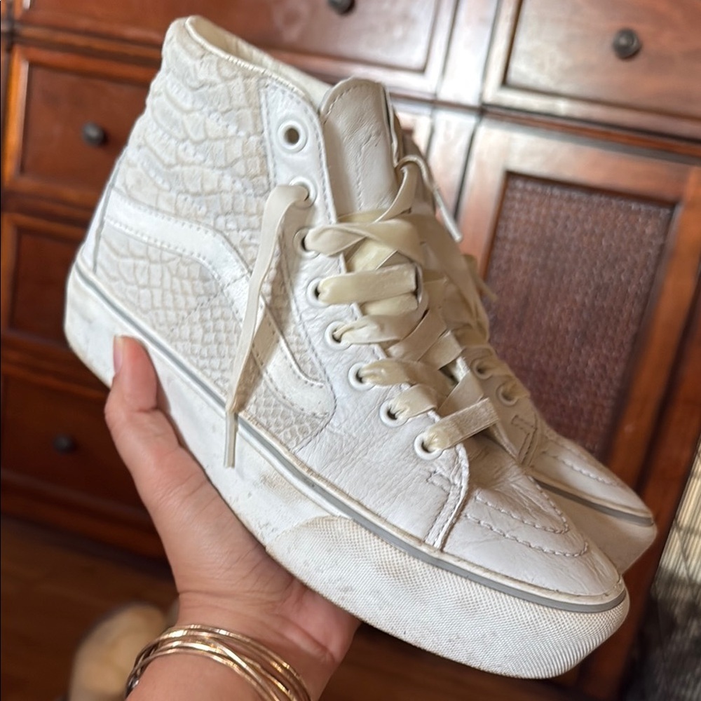 White Snakeskin Hightop Vans